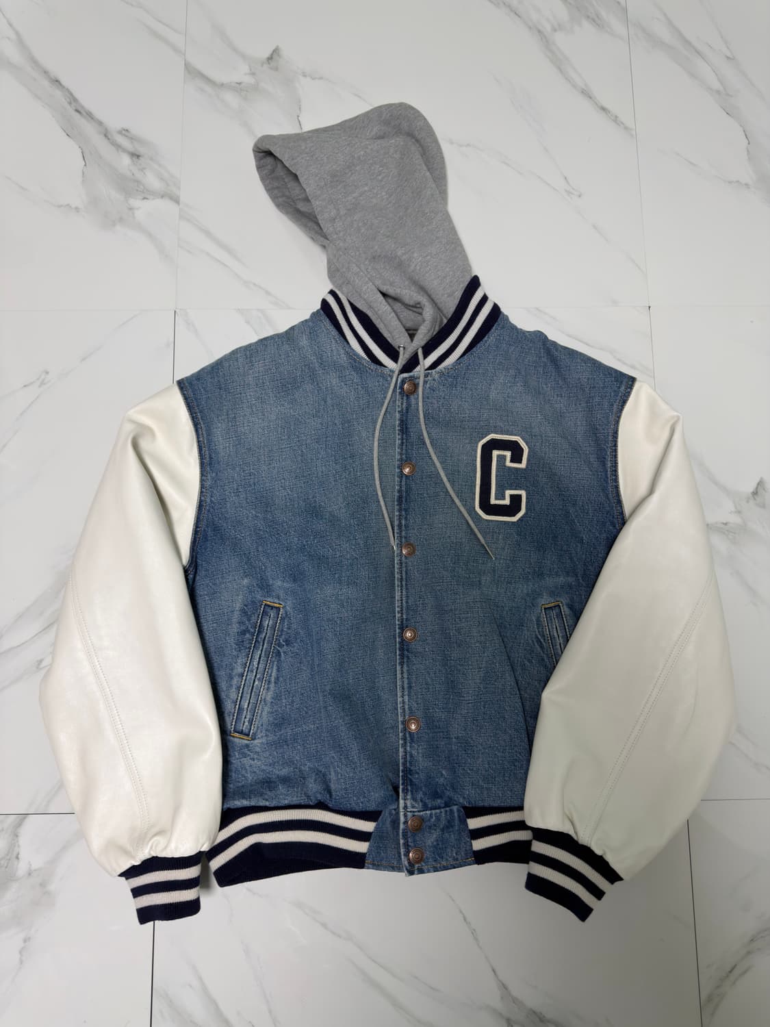 셀린느 C로고 데님 테디 후드 바시티 자켓 M 상품이미지1