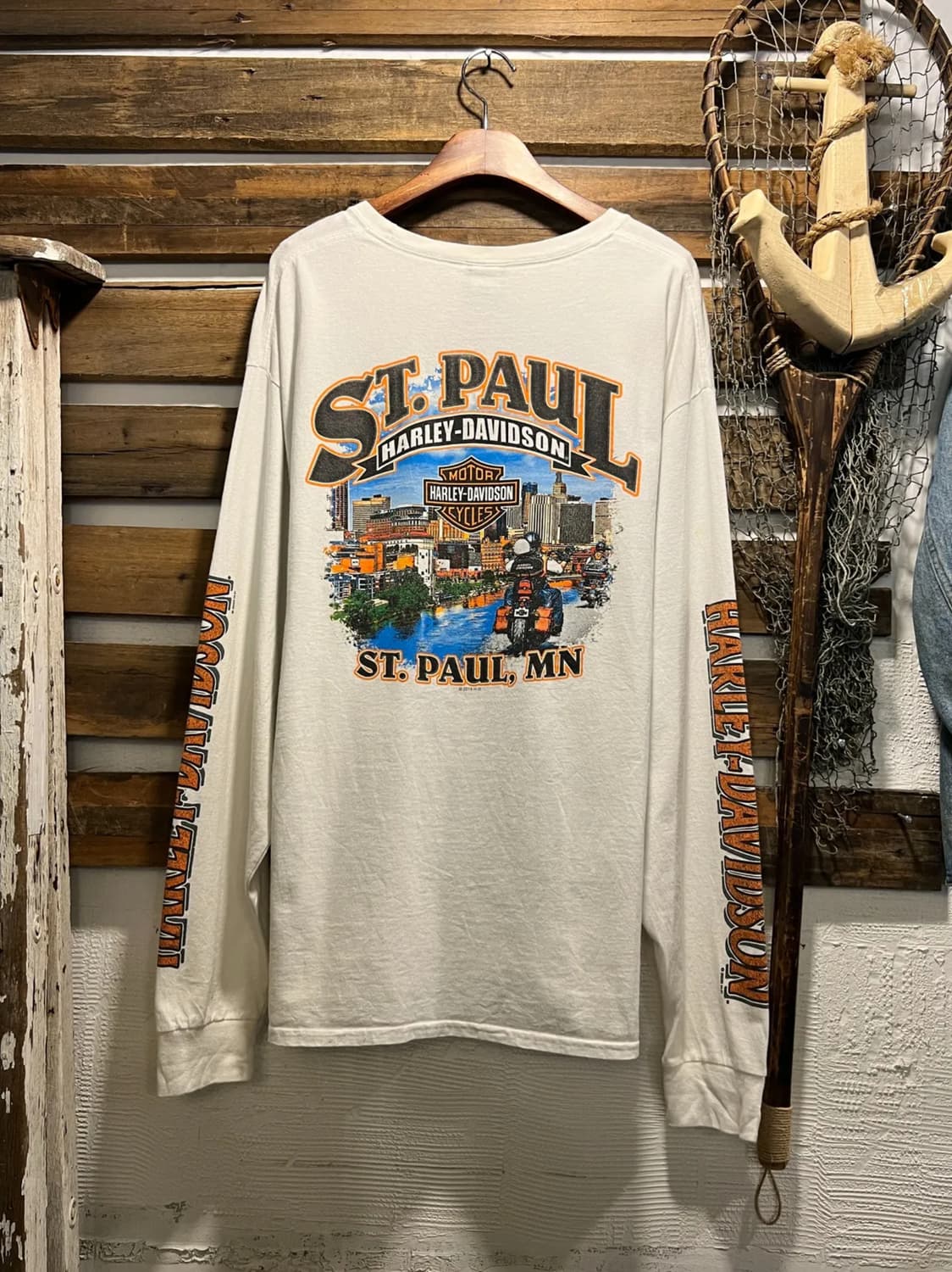 [XL]할리데이비슨 St. Paul 시티뷰 프린팅 화이트 롱슬리브 티셔츠 상품이미지1