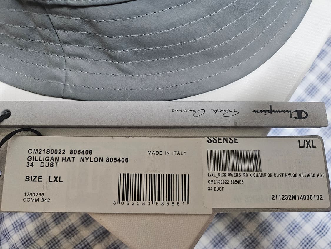 릭오웬스×챔피온 버킷햇 그레이 L /XL 상품이미지5