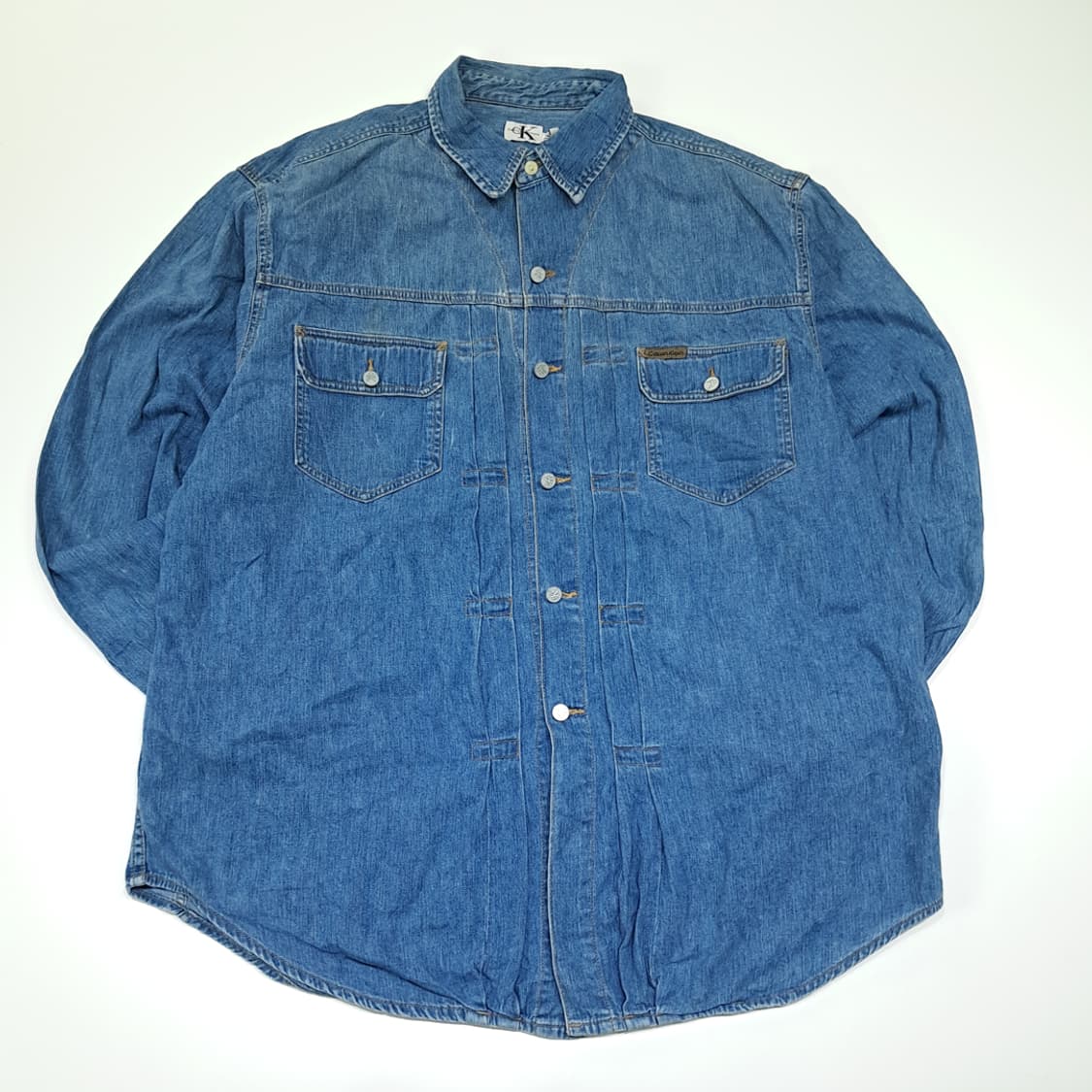 CL339 XL 캘빈클라인 90s 홍콩판 데님 미디엄블루 셔츠 남방 상품이미지1