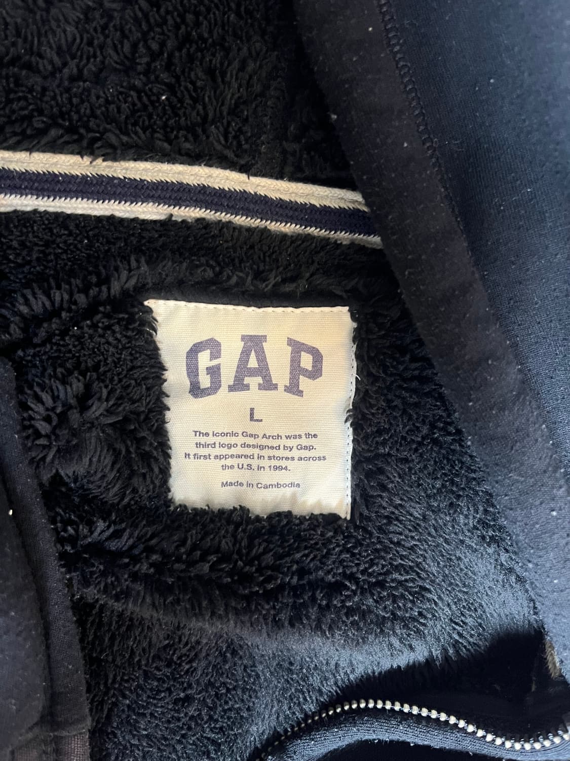 GAP 블랙 로고 후드 집업 L 상품이미지2