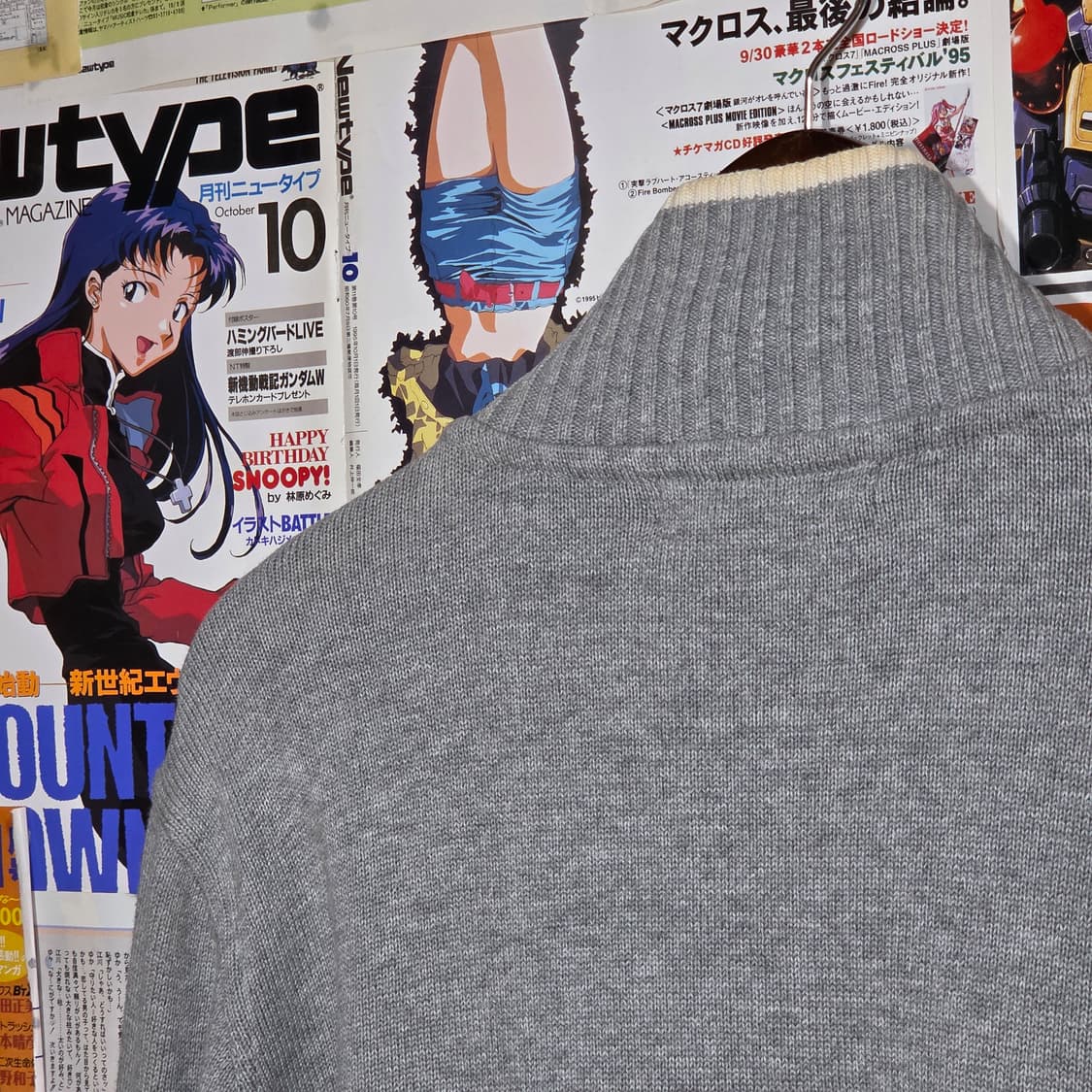 빈티지 펑크 프린팅 그레이 니트 코튼 집업 상품이미지6