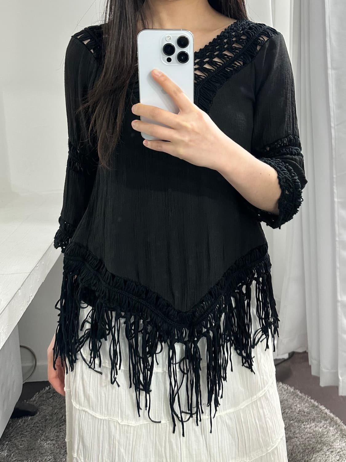 net fringe detail top 상품이미지4