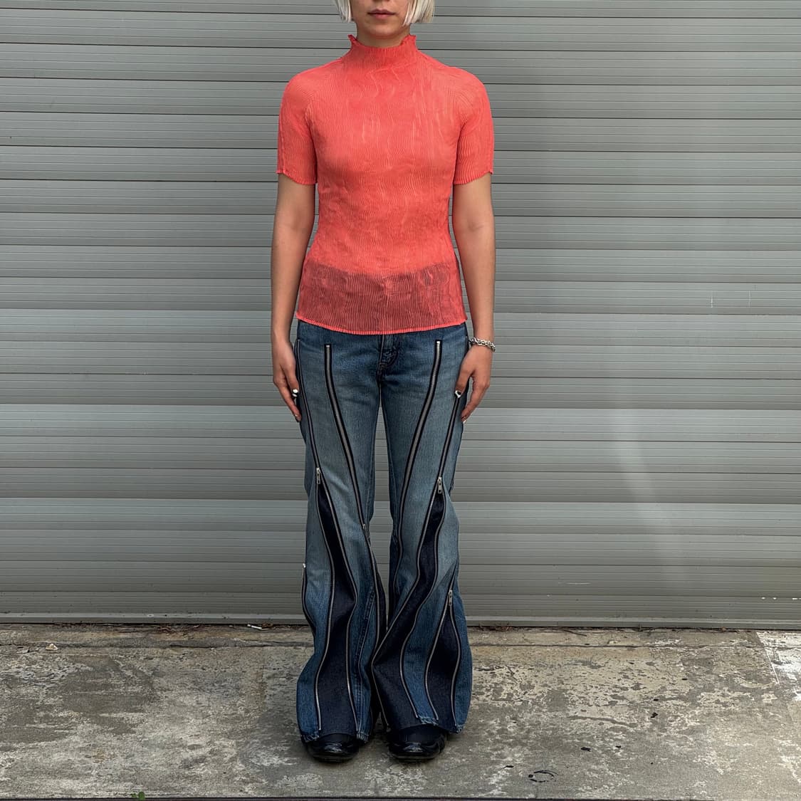Issey Miyake Pleated Orange Pink Top 상품이미지7