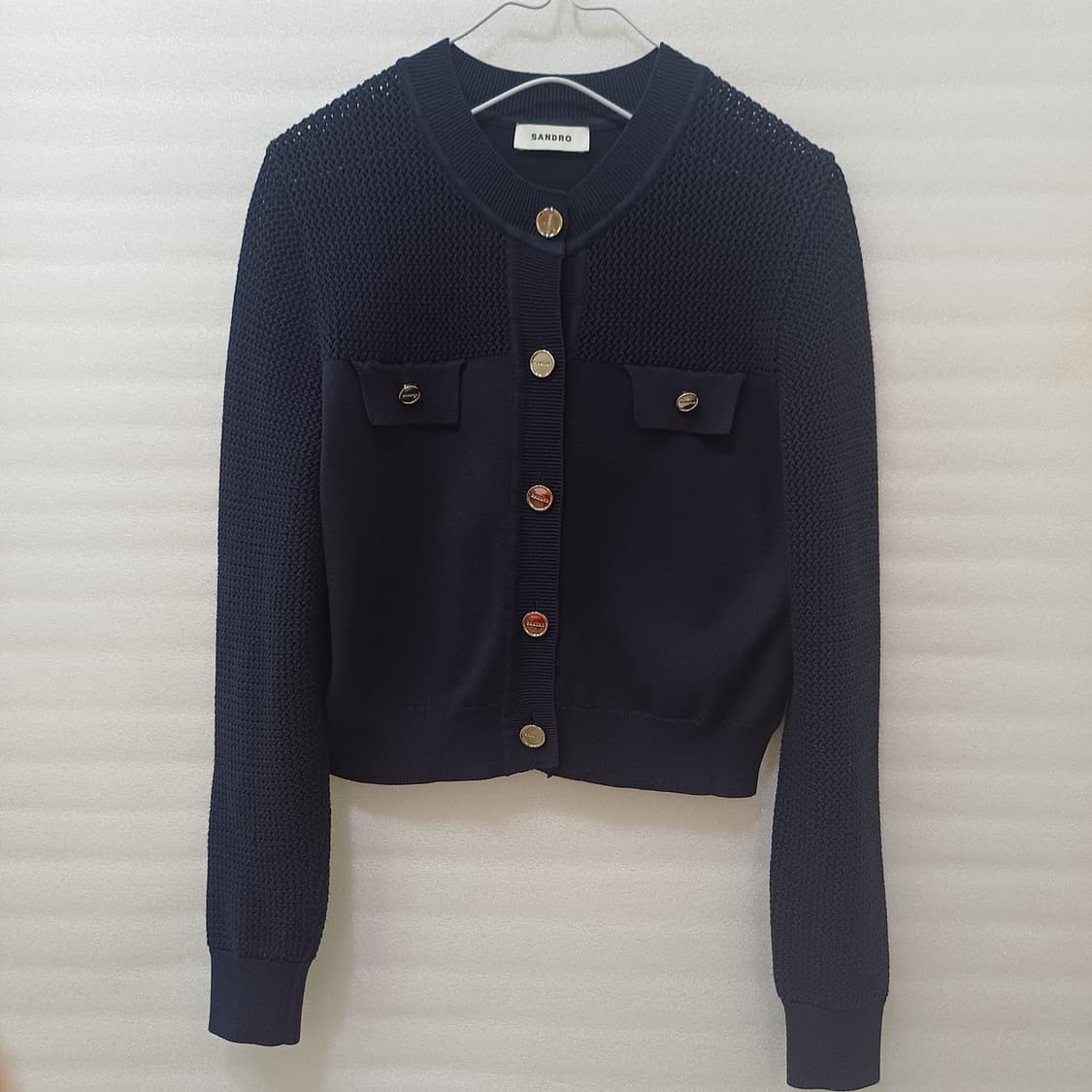 국내 산드로 니트 숏 가디건 여성 2XS 네이비 훌륭 사랑봉봉 상품이미지2