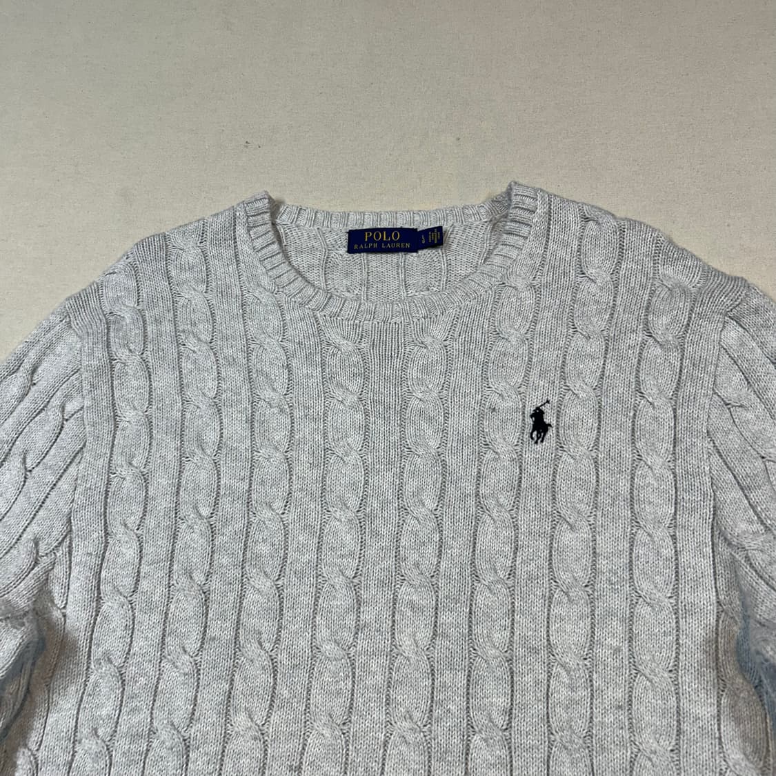 L) 폴로 랄프로렌 코튼 케이블 꽈배기 라운드넥 니트 상품이미지3