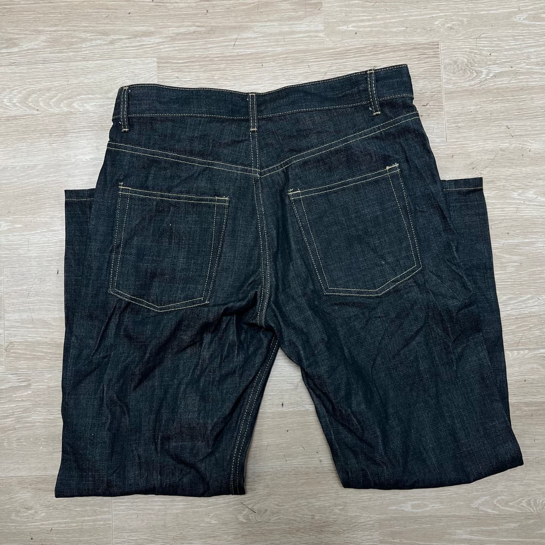 낫포너드 세미와이드 생지 스티치 데님팬츠 청바지 [인디고] L 상품이미지4