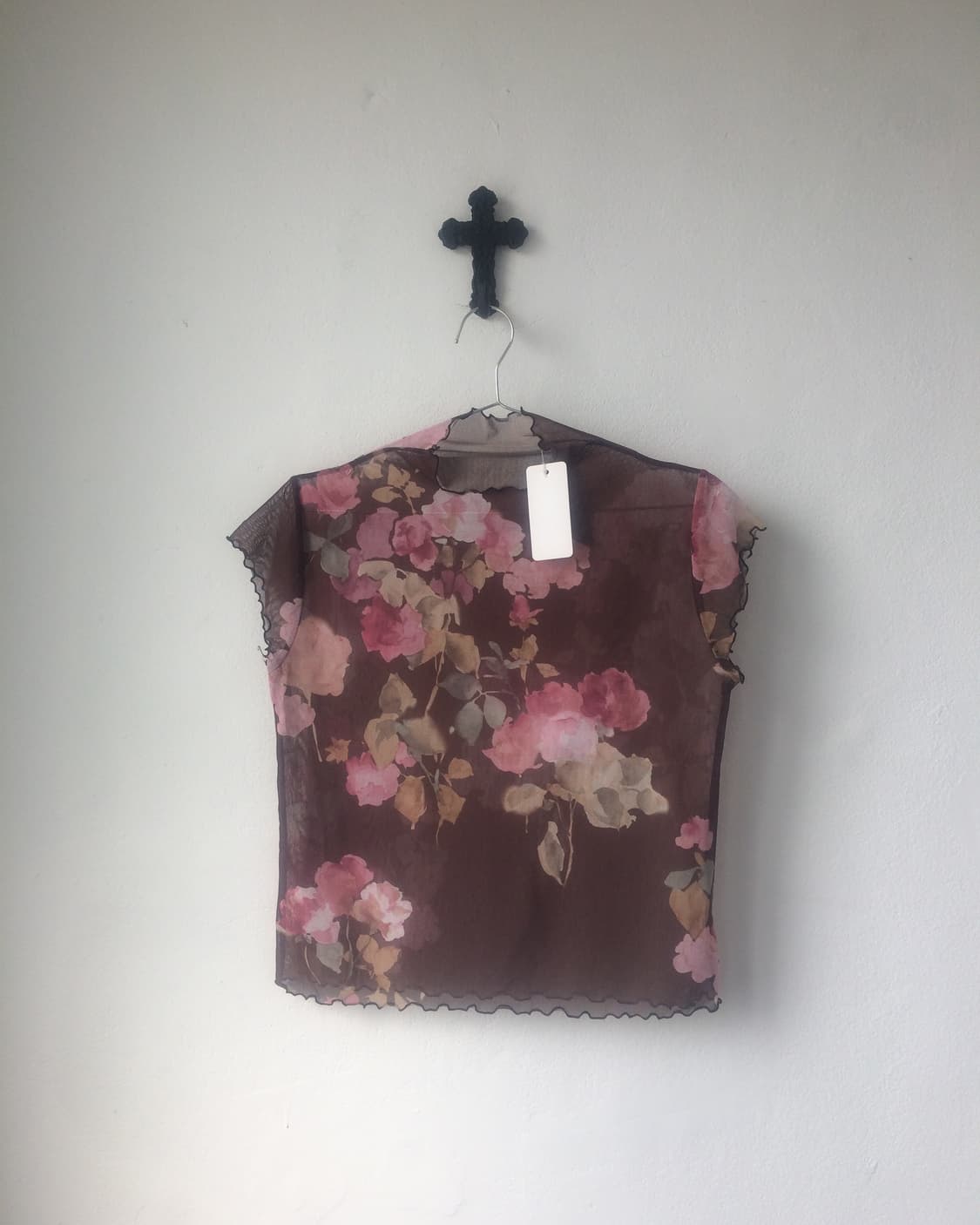 Flower pattern see through mesh top 상품이미지2