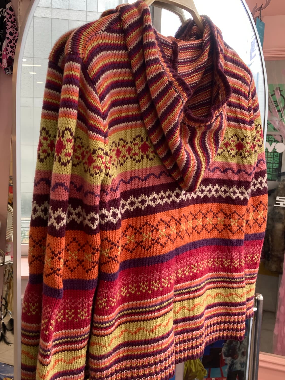 빈티지 노르딕 패턴 니트 후드집업 상품이미지6