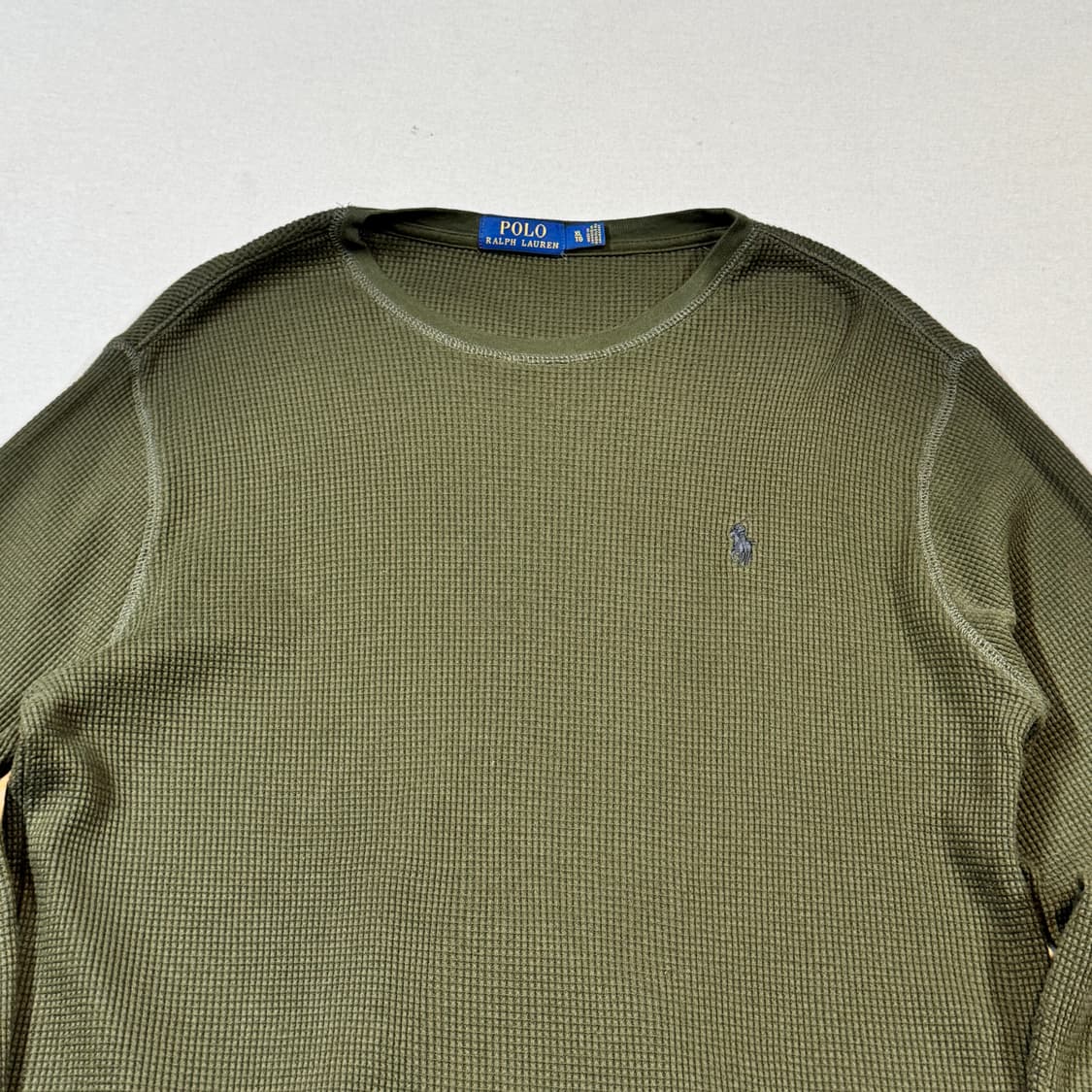 XL) 폴로 랄프로렌 올리브 써멀 와플티 라운드넥 티셔츠 상품이미지3