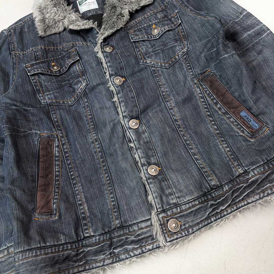 펑크 Y2K 락시크 울프 퍼 빈티지 데님자켓 상품이미지4