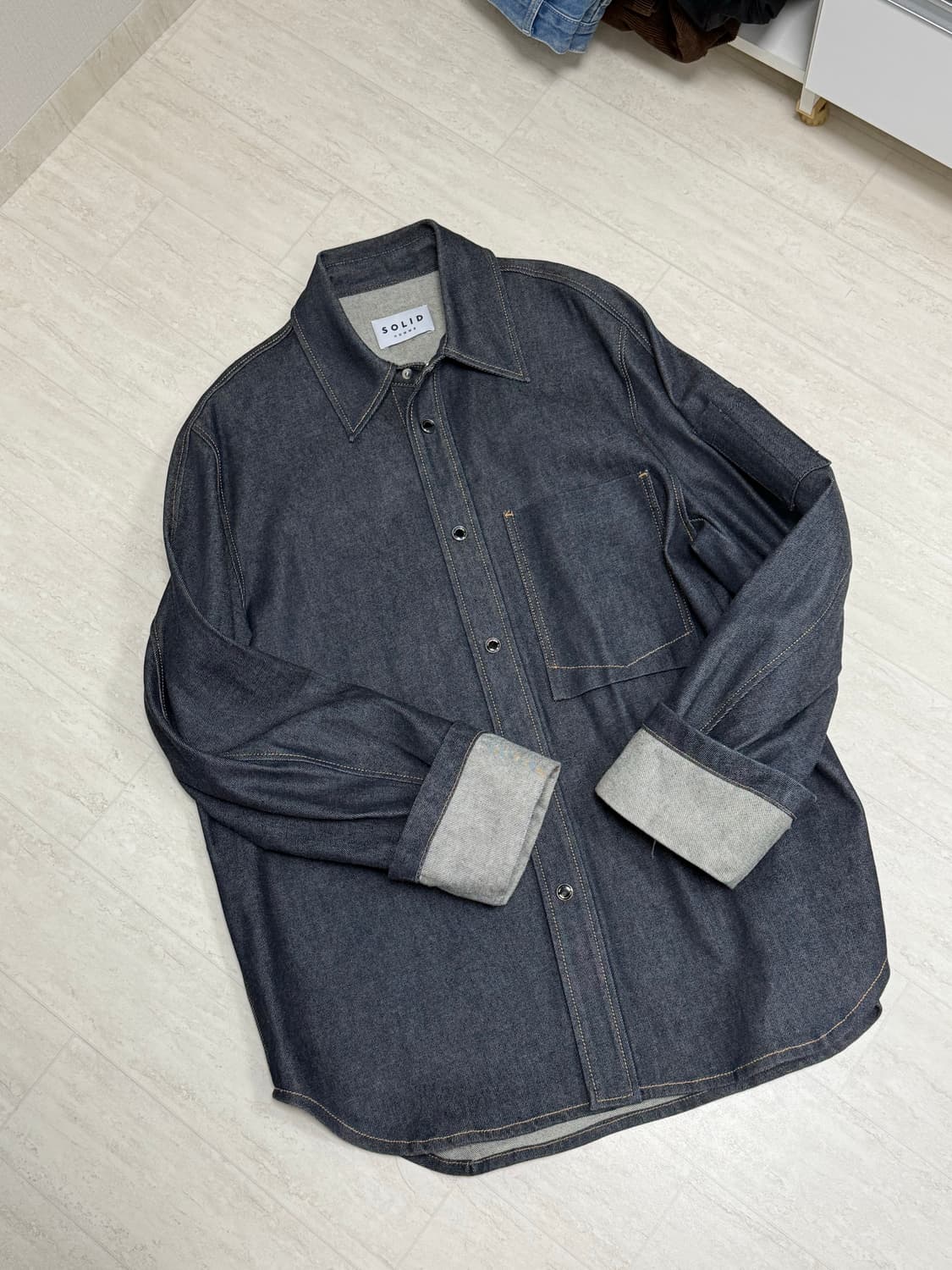 솔리드옴므/진청 데님 셔츠 자켓/48 상품이미지1