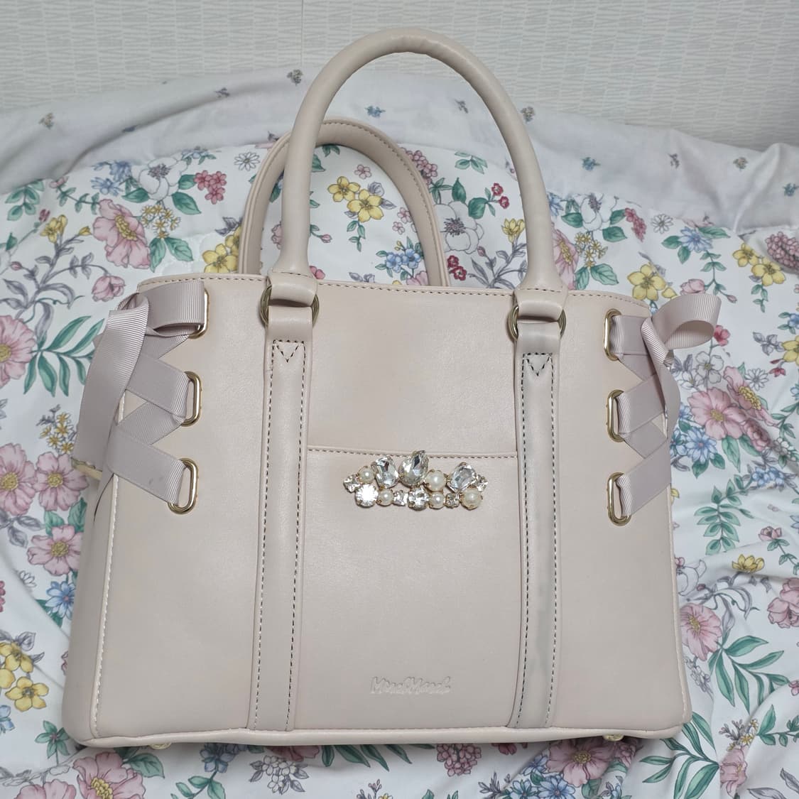 misch masch)일본 양산형 리즈리사깔 베이지핑크 로맨틱 리본 가방 상품이미지3