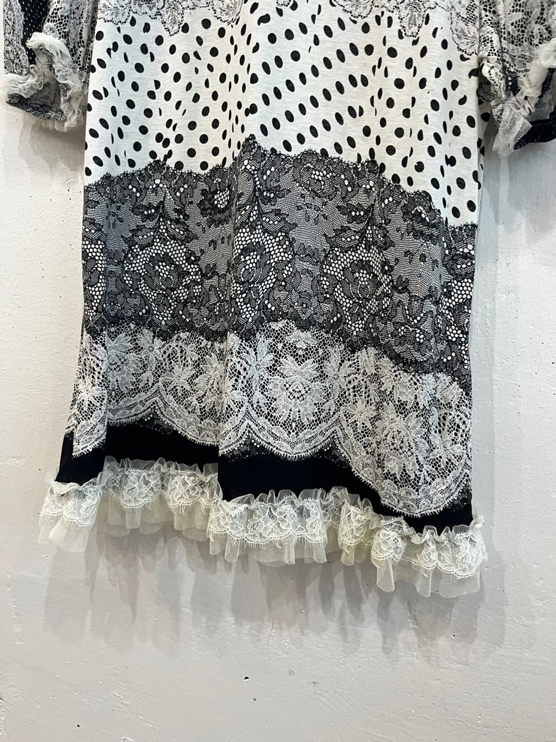 ZIN KATO JPN 도트 레이스 반팔 블라우스 상품이미지3