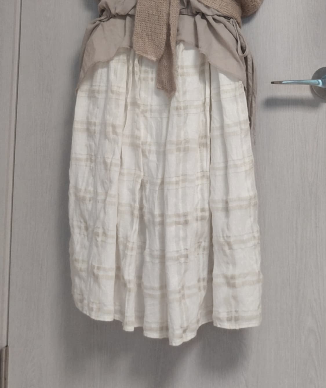 연그린 체크 롱 스커트 상품이미지1