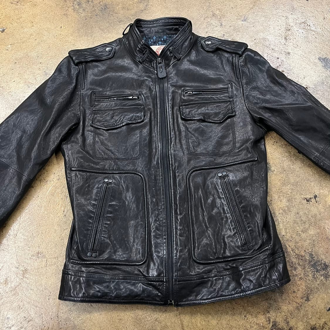 [정품/95] 폴로 진스  블랙 가죽 포켓 자켓 b18 상품이미지3