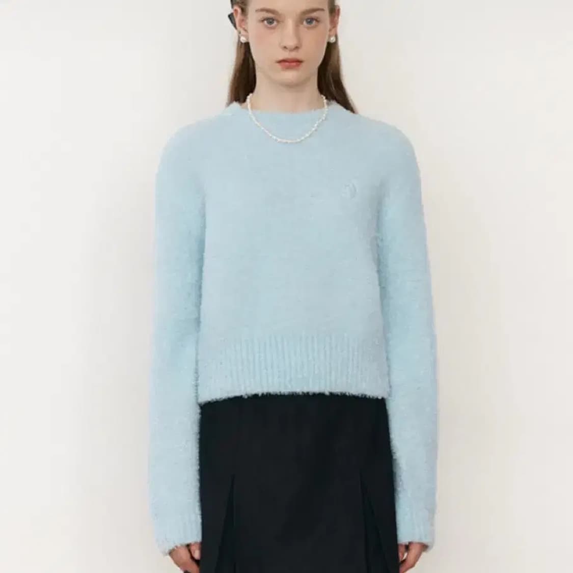 로라로라 crew neck crop knit 라이트블루 상품이미지2