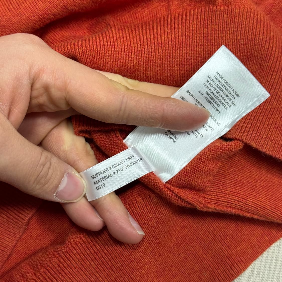 폴로랄프로렌 피마코튼 오렌지 니트 M 상품이미지8