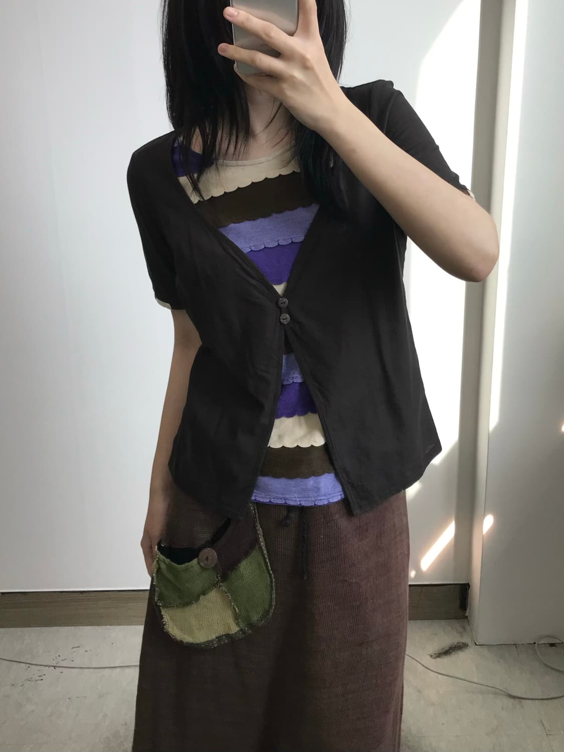 빈티지 레이어드 가디건 티셔츠 상품이미지1