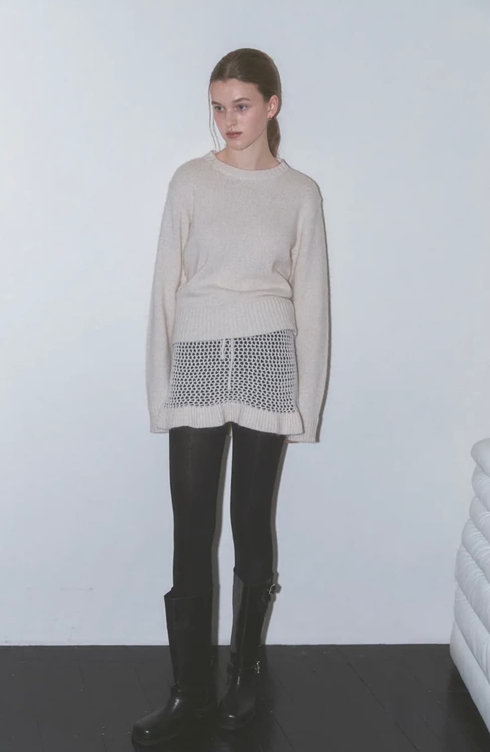 아워코모스 1320 netting skirt set up knit 상품이미지1