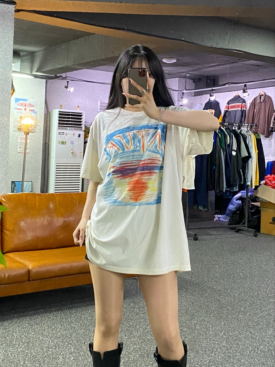 세터 크레용 드로잉 반팔 티셔츠 B5230 상품이미지1