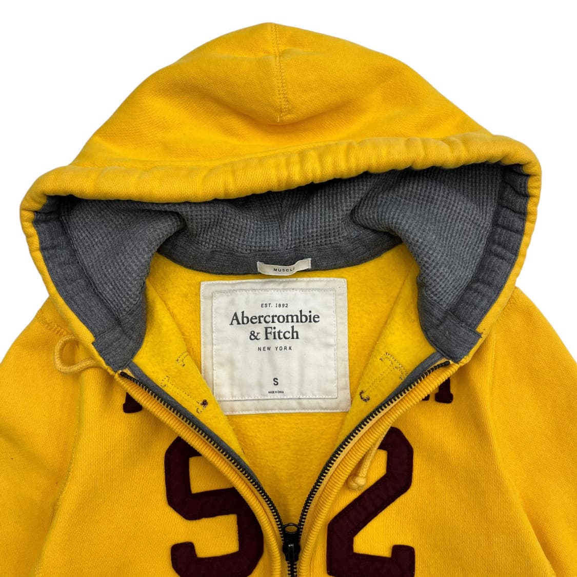 아베크롬비 버건디 패치 옐로우 후드집업 S 상품이미지5