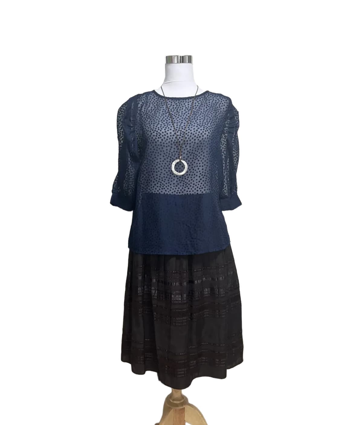 See-through navy blouse 상품이미지4