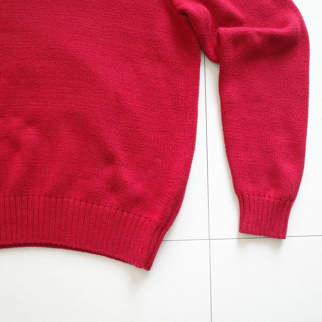 90s [XL] 폴로 랄프로렌 레드 피마코튼 크루넥 니트 상품이미지4