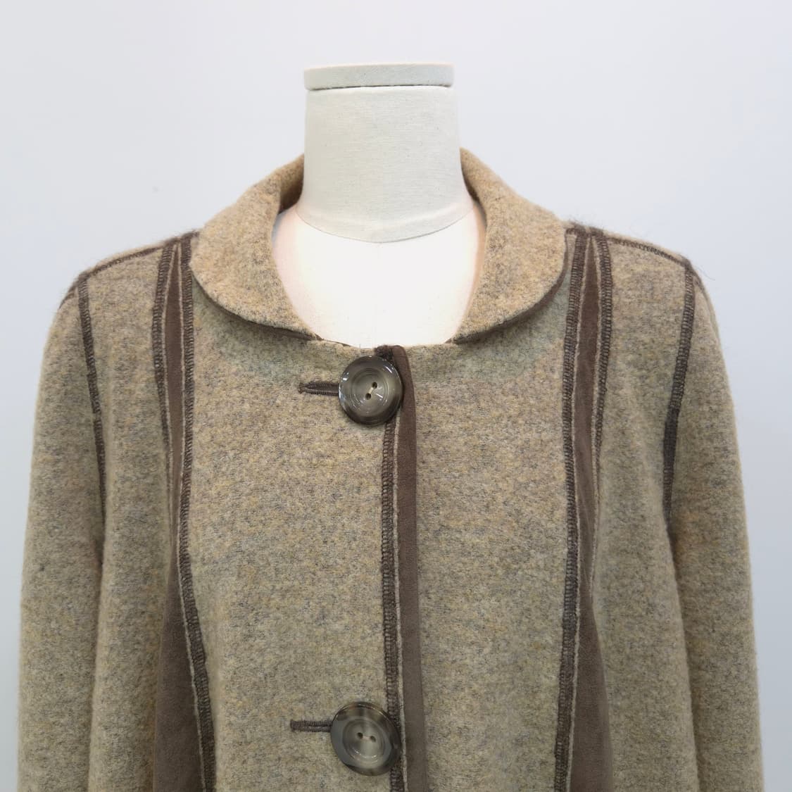 베이지 플레어 빅사이즈 울코트 상품이미지4