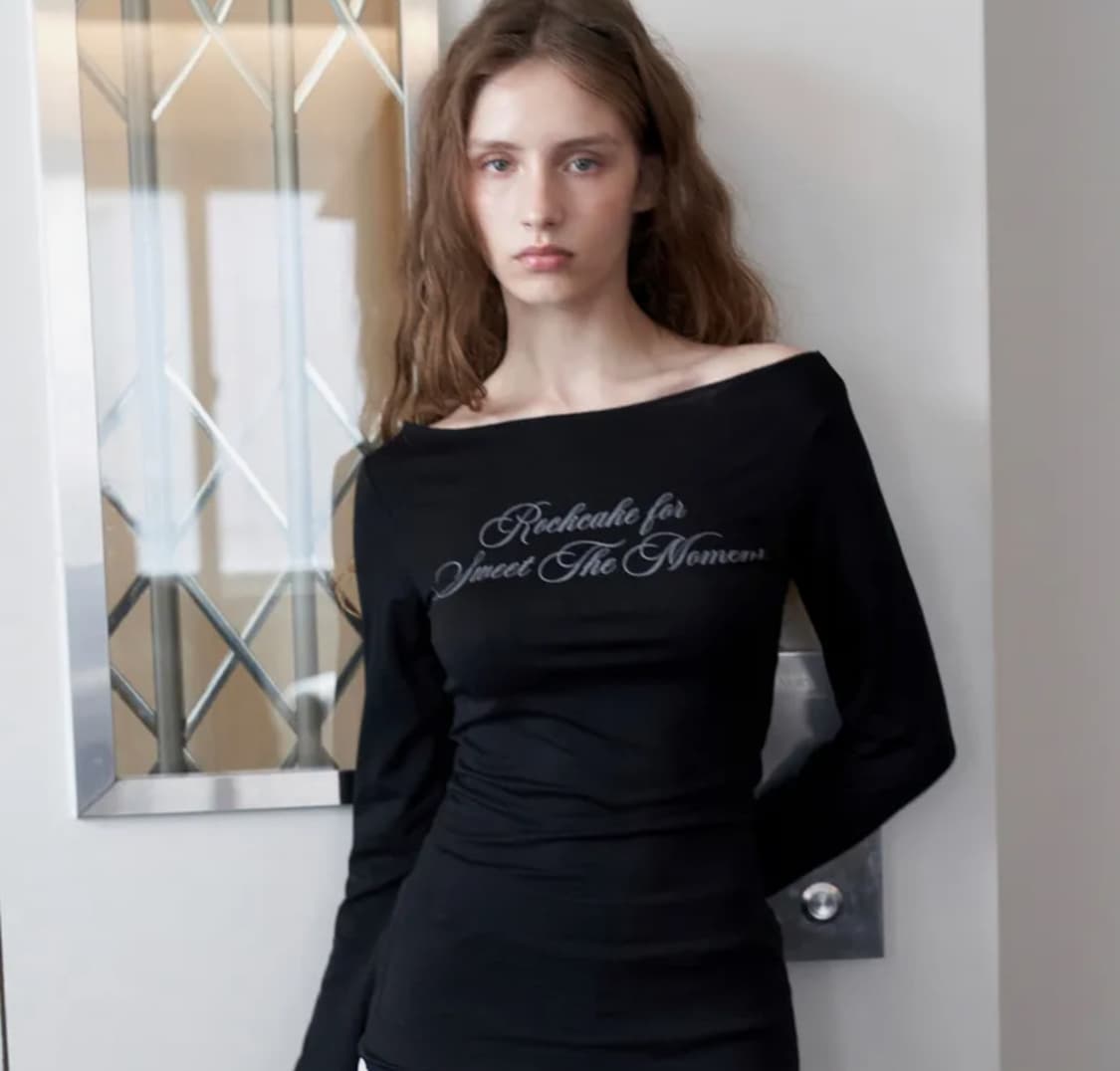 락케이크 Cursive Mesh Top - Black 상품이미지2