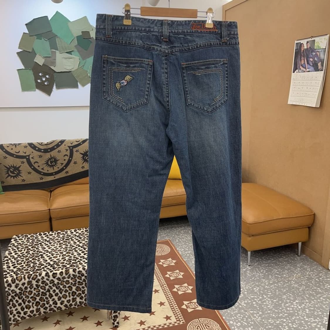 본 더치 레트로 키치 그로테스크 자수 데님팬츠 34인치 C09637 상품이미지4