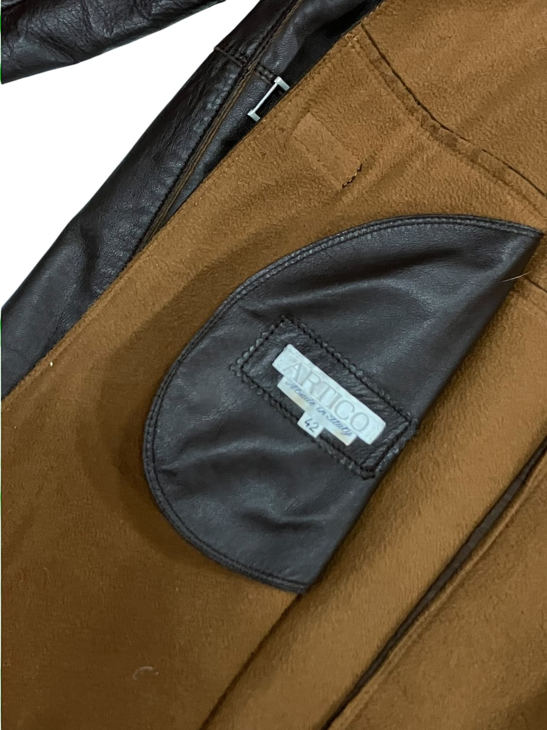 ARTICO 레더 후드 롱 자켓 M-L 상품이미지4