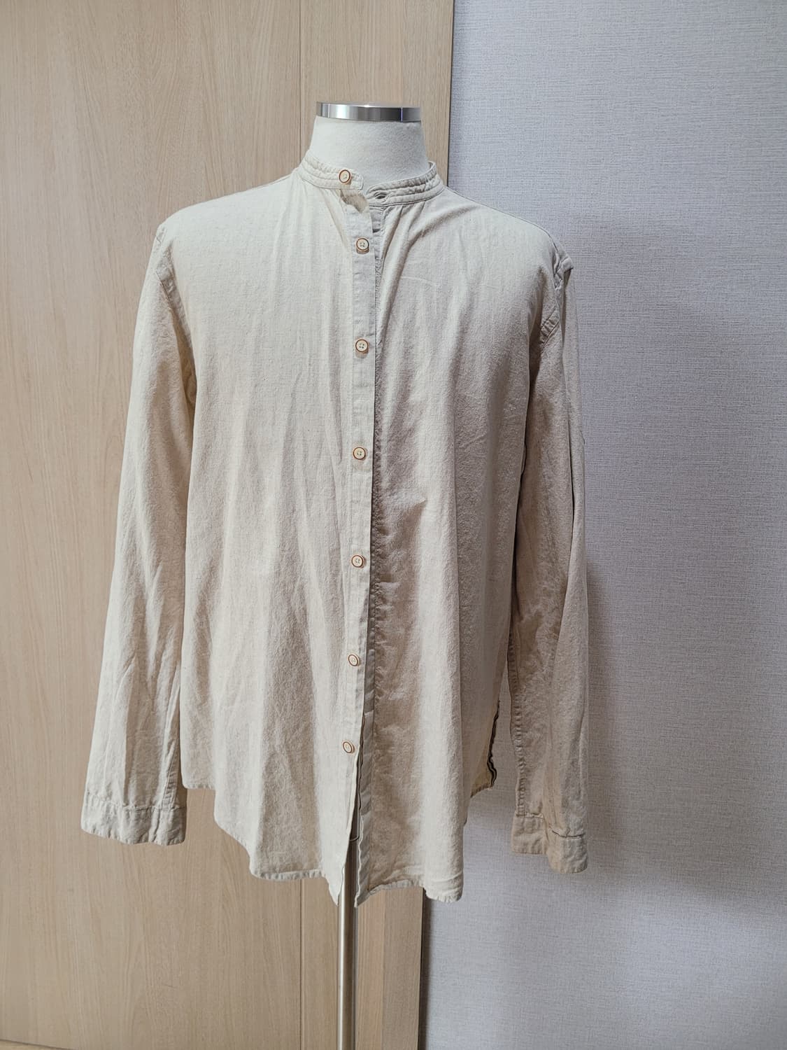 자라맨 ZARAMAN 린넨 헨리넥 셔츠 105 로우화이트(미색) 상품이미지1