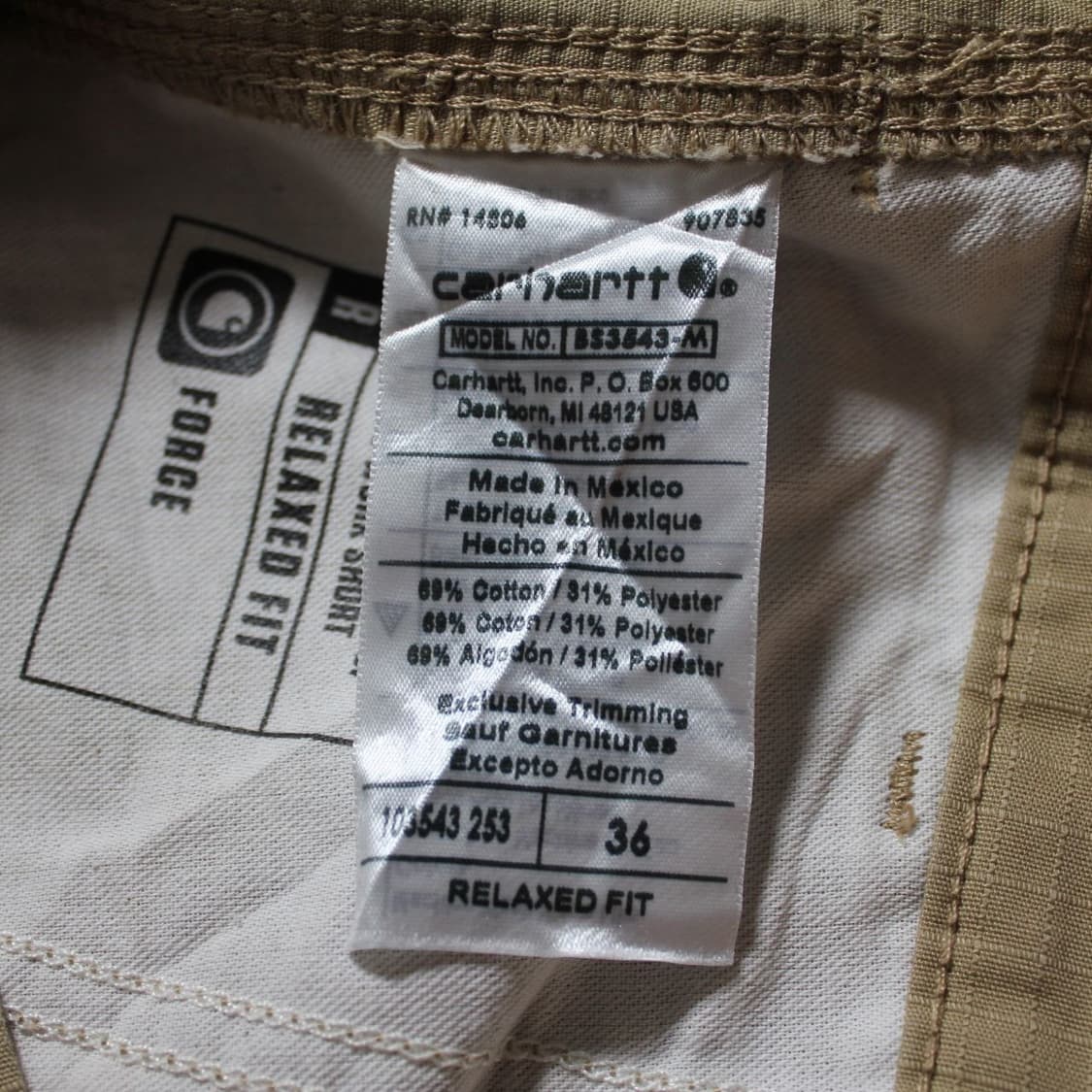 Carhartt 칼하트 B354 릴랙스핏 립스탑 카고 반바지  상품이미지7