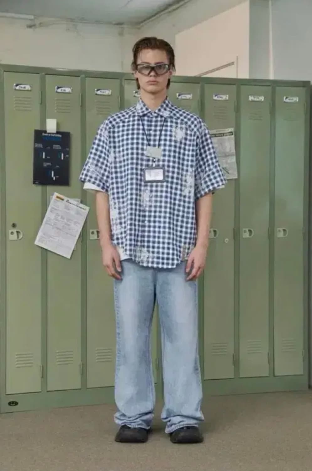 STU 디스트로이드 페인팅 블루 체크 셔츠 상품이미지1