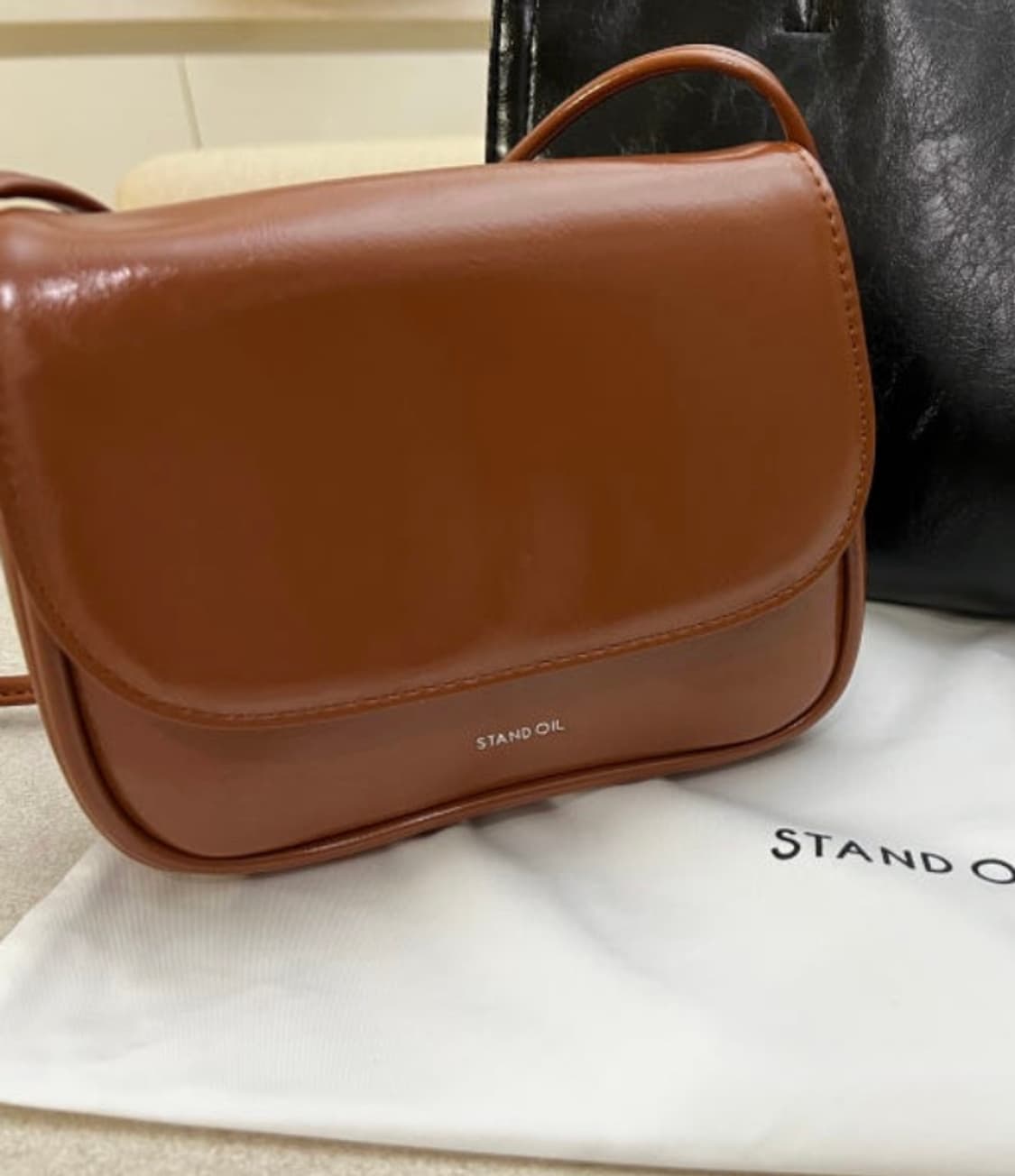 스탠드오일 브라운 미니백 숄더백 크로스백 유광 상품이미지1