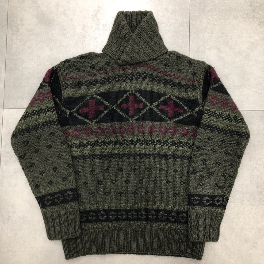 폴로 랄프로렌 핸드니트 울 캐시미어 숄카라 니트 스웨터 M 상품이미지1