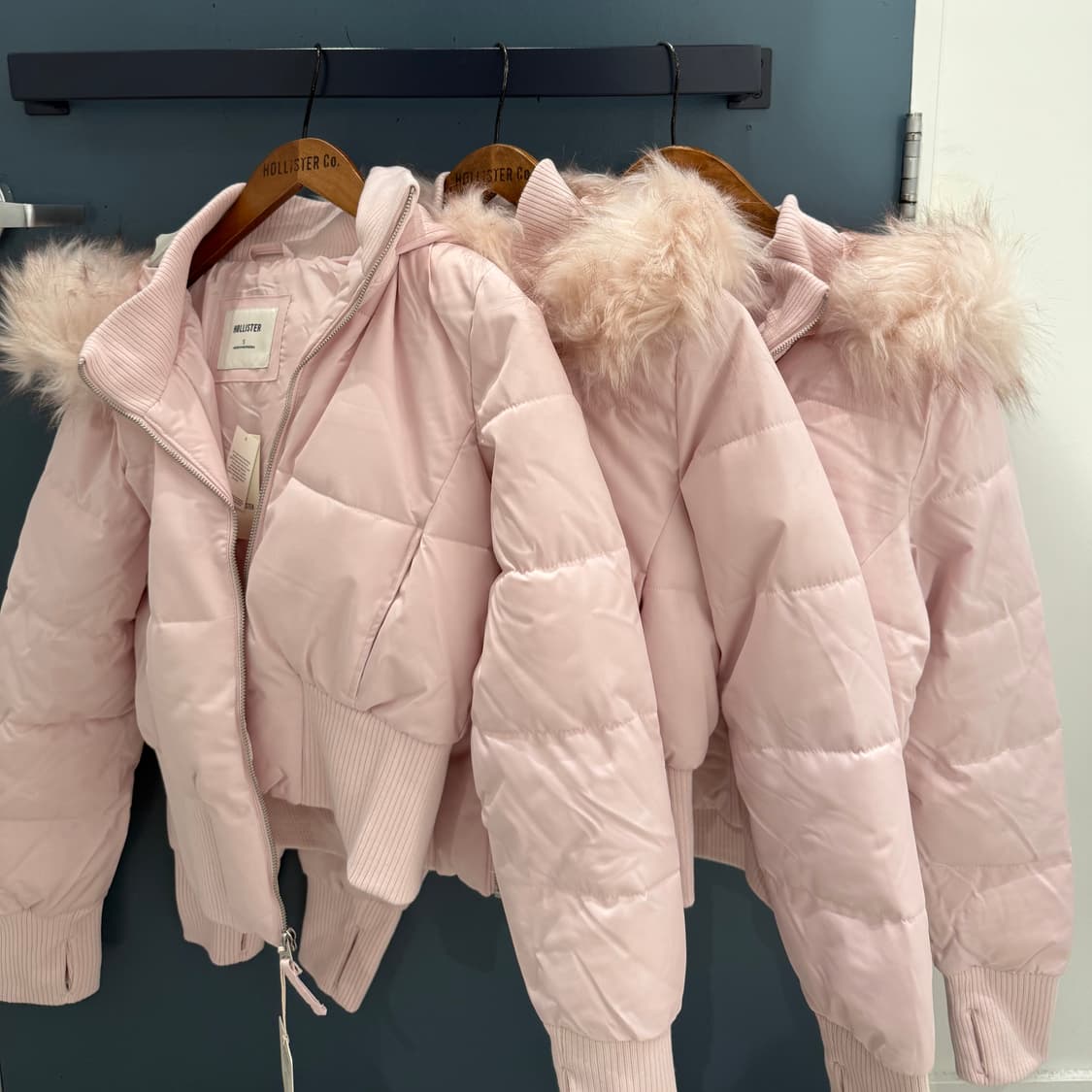 홀리스터 핑크 패딩 퍼 트림 푸퍼 숏패딩 상품이미지2