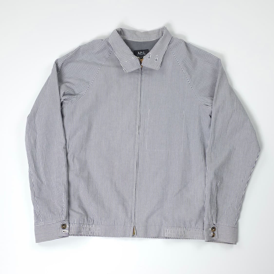 아페쎄 스트라이프 코튼 자켓 그레이-화이트 스트라이프 (M) 상품이미지1