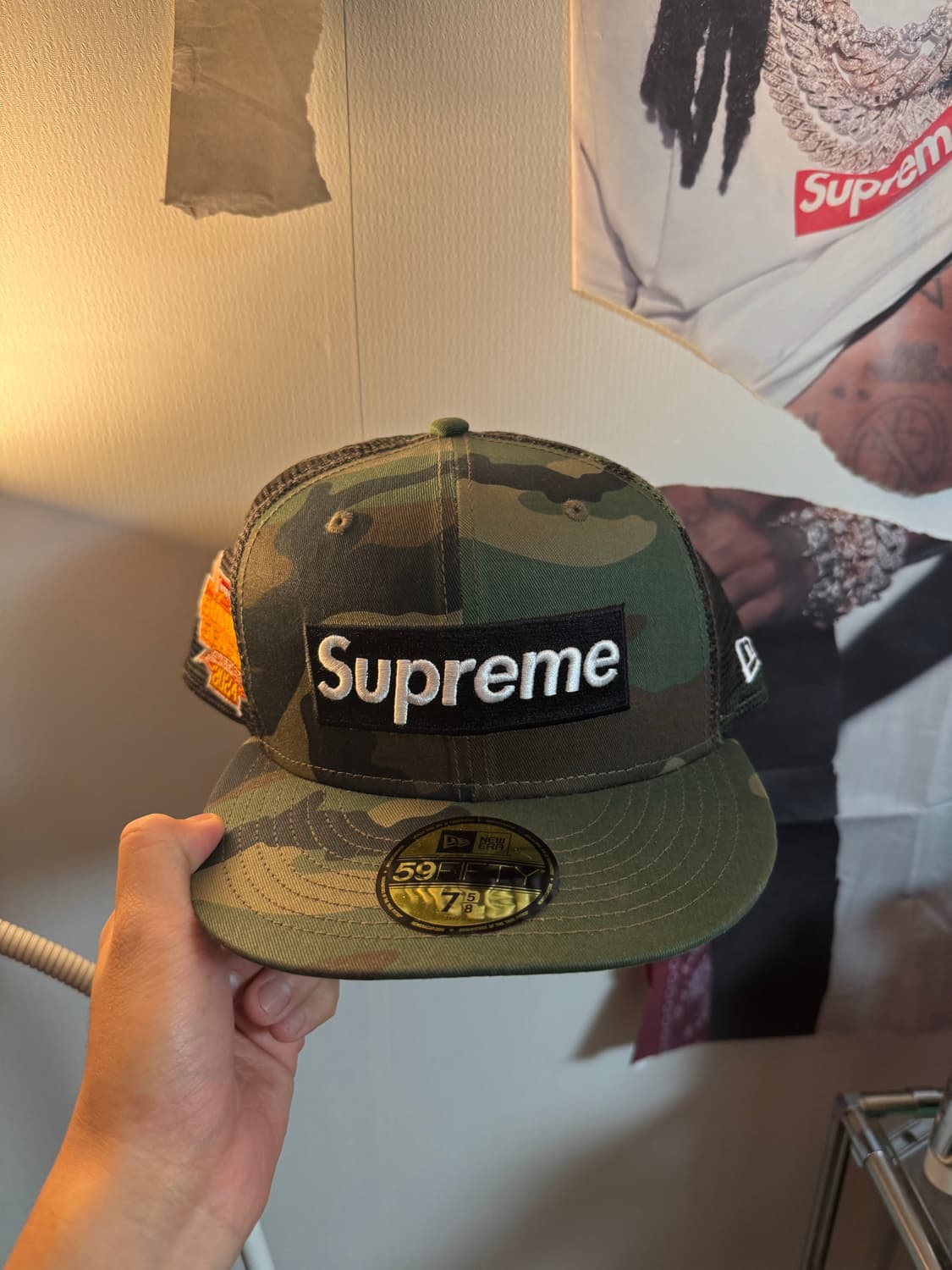 슈프림 뉴에라 박스로고 메쉬 백 스냅백 카모 우드랜드 상품이미지2