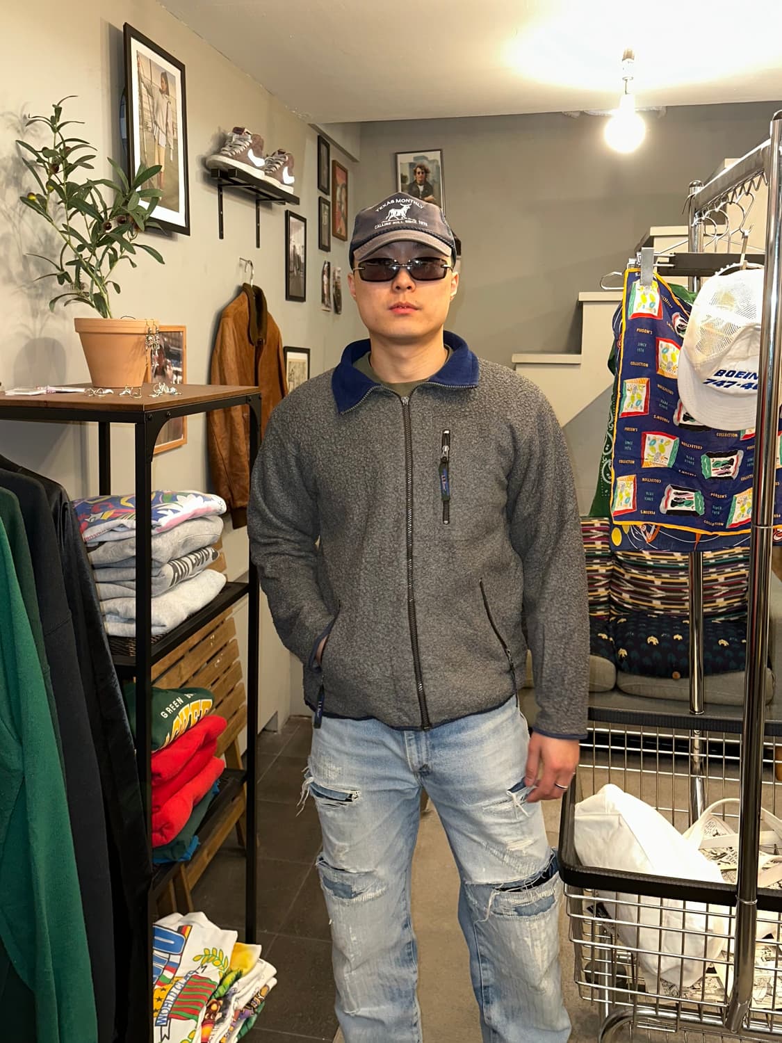 90’s LL Bean line USA grey Fleece wear 상품이미지1