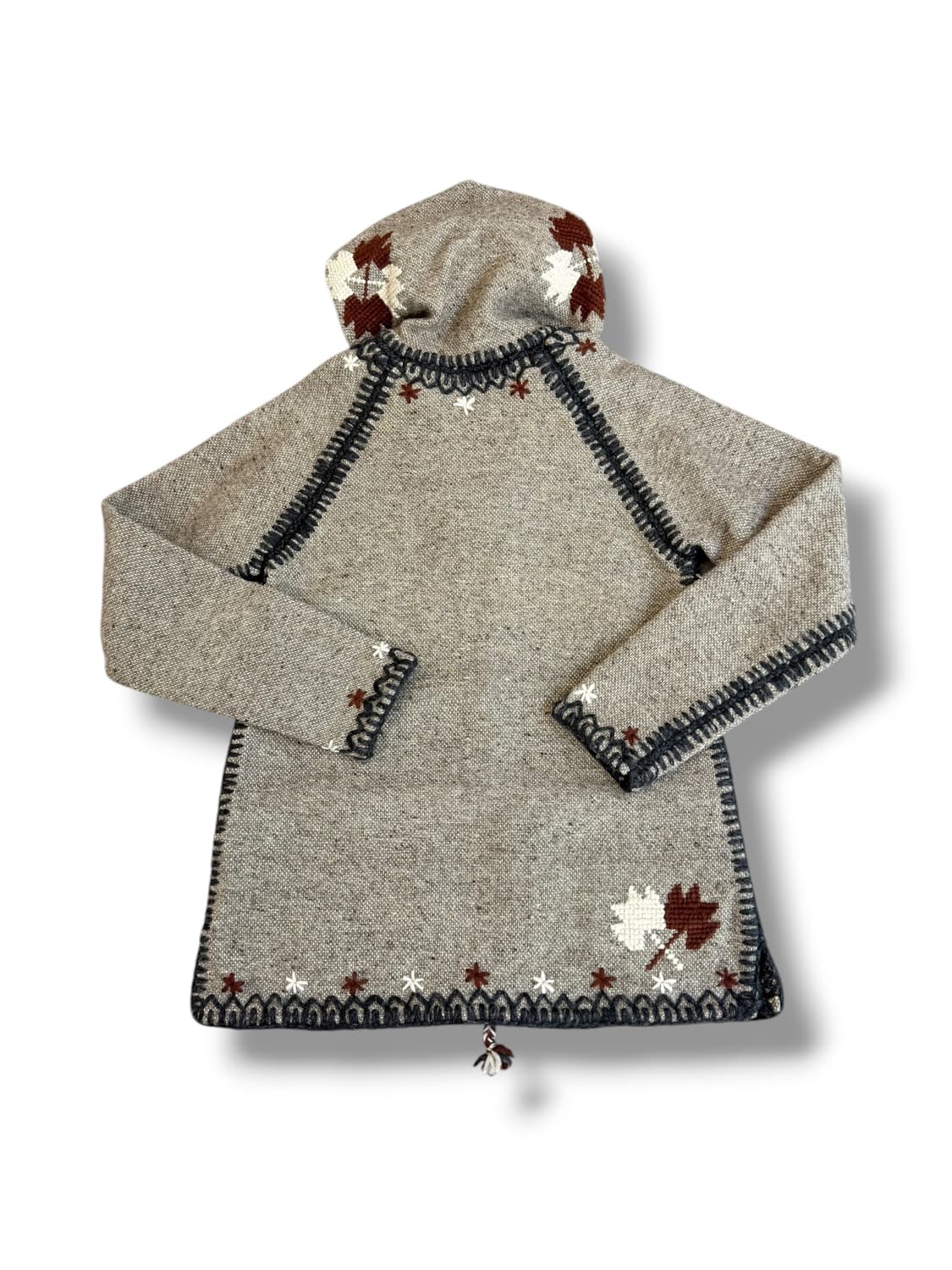 JPN 모카 스티치 단풍 플라워 자수 울 코위찬 후드집업 상품이미지2