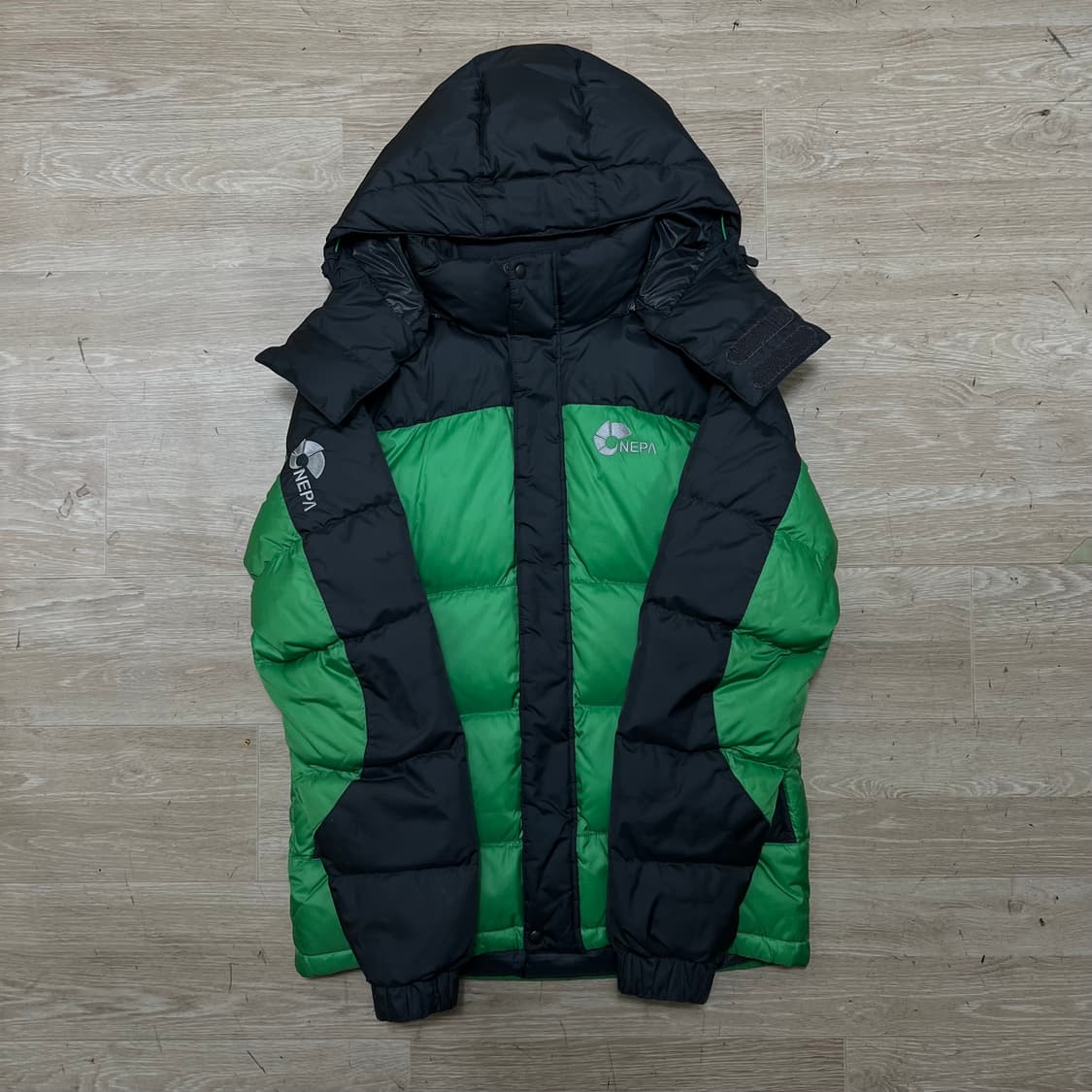 네파 덕다운 투톤 배색 유틸리티 후드 패딩 점퍼 [그린] S/90 상품이미지1