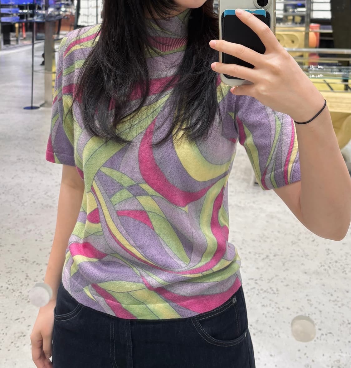 💫 Vintage Psychedelic Shimmer Knit Top 상품이미지5