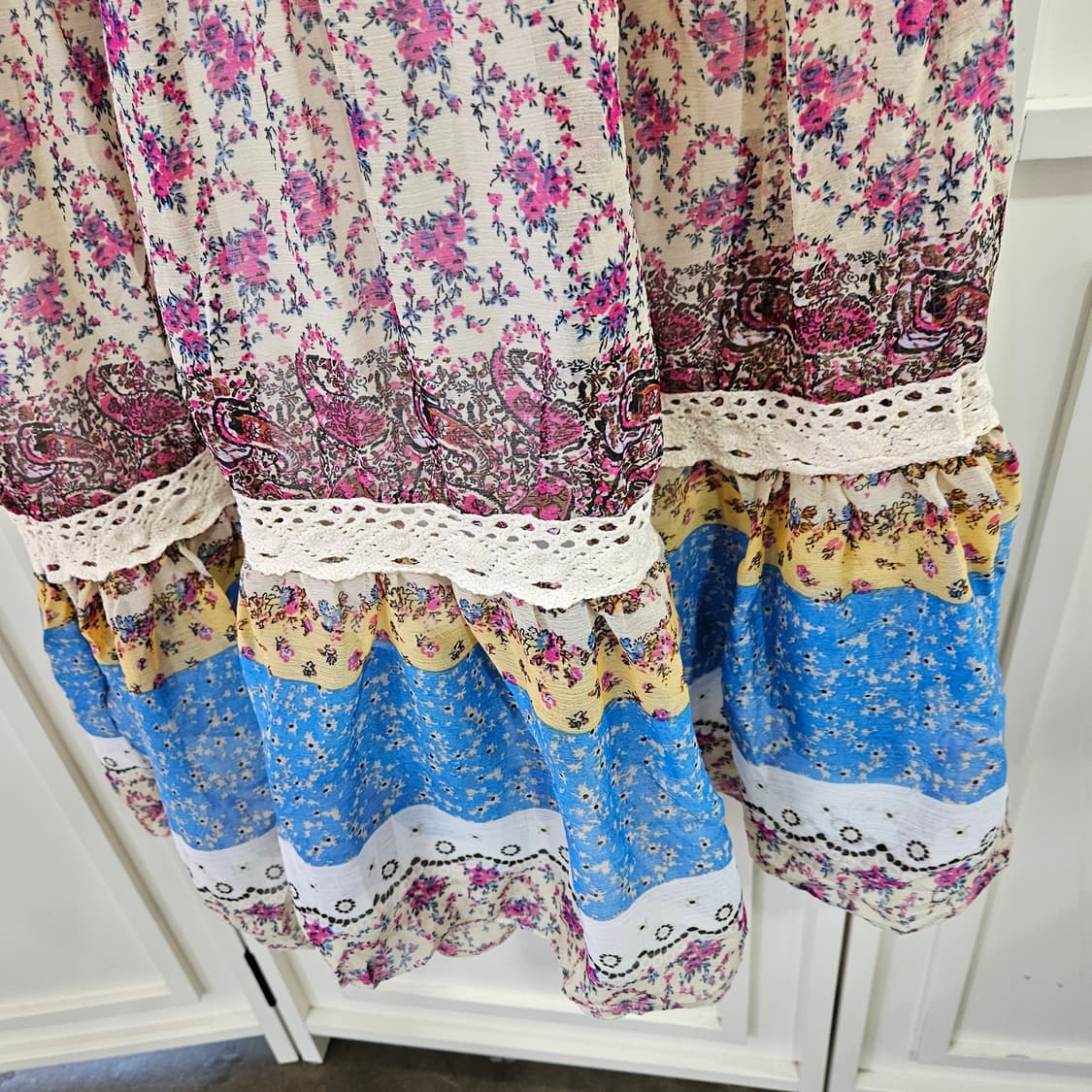 플라워 패턴 롱 원피스 끈나시 원피스 상품이미지5