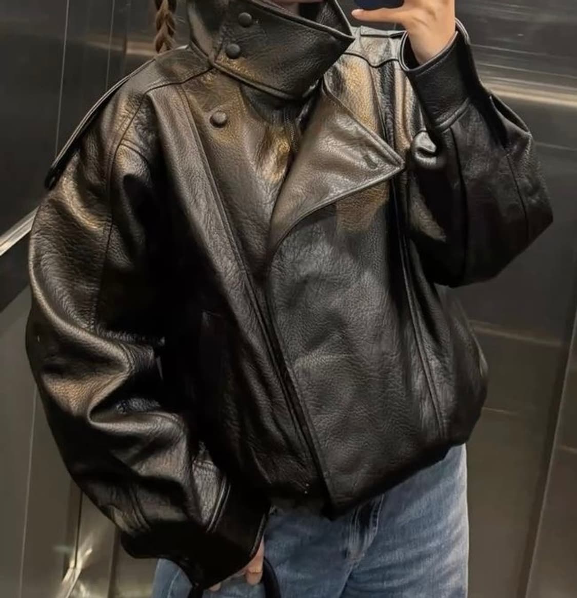 자라 레더 자켓 브라운 상품이미지3