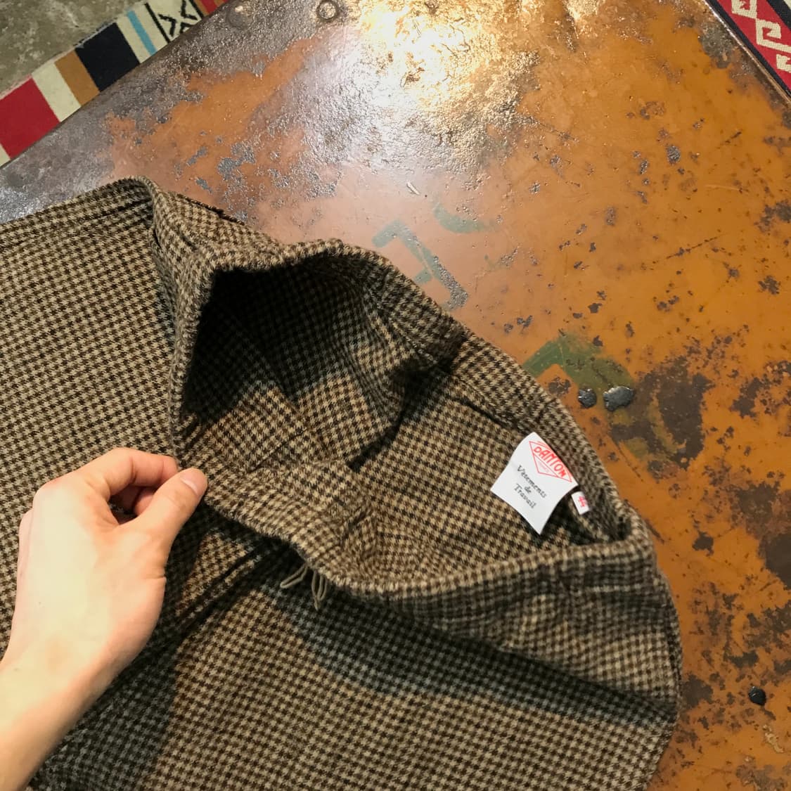 단톤 브라운 체크 울 밴딩 팬츠 허리 28 31 사이즈  상품이미지5