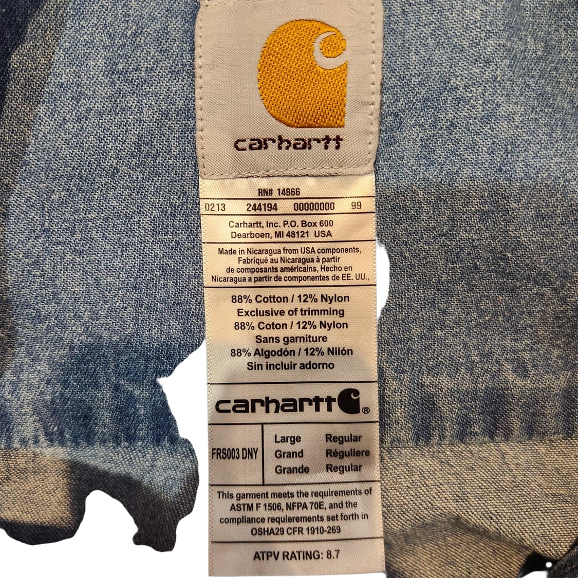 Carhartt 칼하트 크롭 데님 집업 자켓 상품이미지2