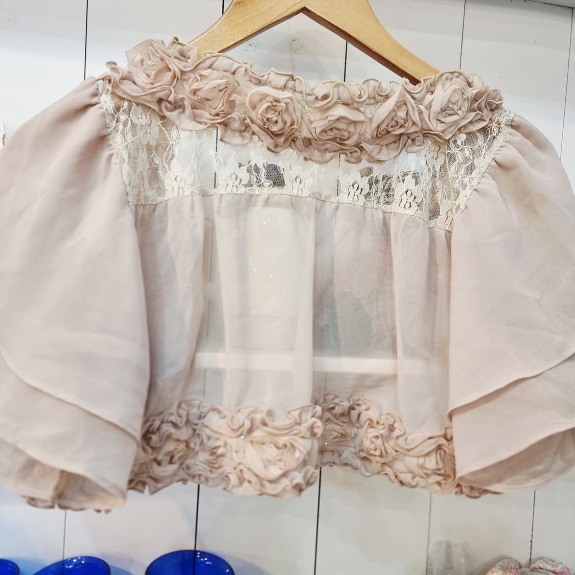 레이스 플라워 장식 볼레로 핑크 베이지 상품이미지3
