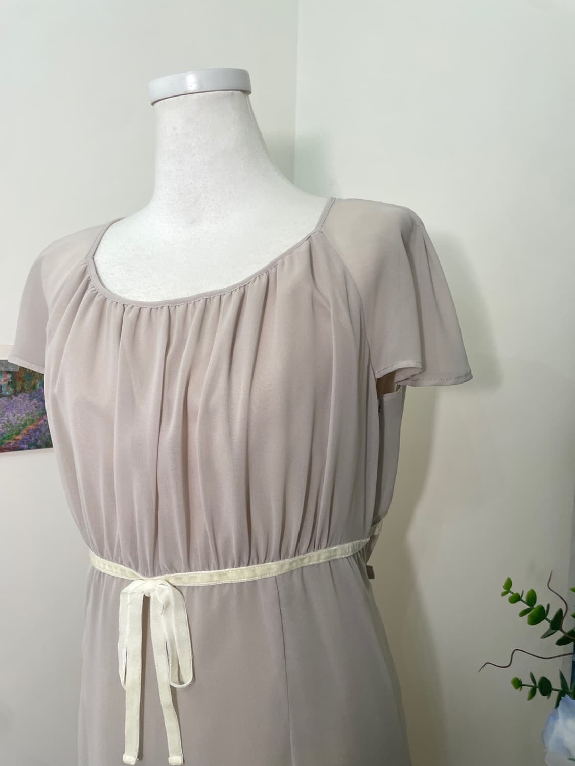 sheer pinkgray shirring bow point opc 상품이미지7